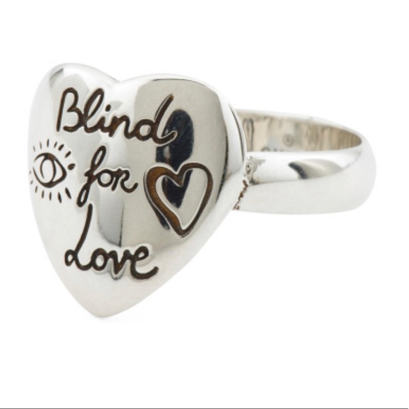 Gucci Silver 'Blind For Love' Heart Ring NWT 6.75 - Picture 6 of 8